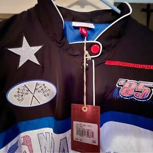 Mitchell & Ness Black Blue White Racing Bomber Jacket